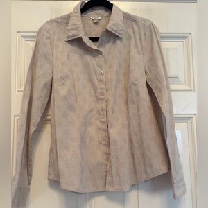 Beige Christopher & Banks Patterned Button-Up Shirt